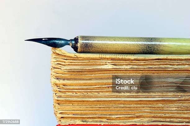 Very Old Book And Pen Stock Photo - Download Image Now - Calligraphy, Diary, Old