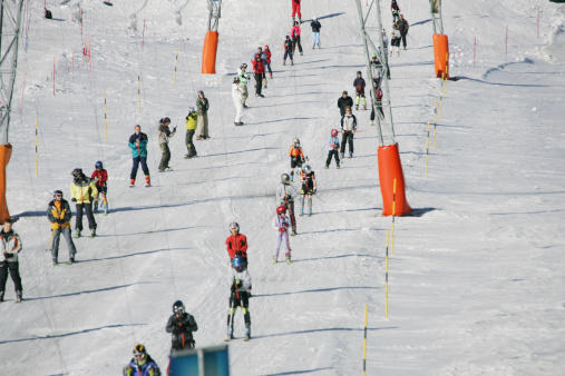 people in a ski lift