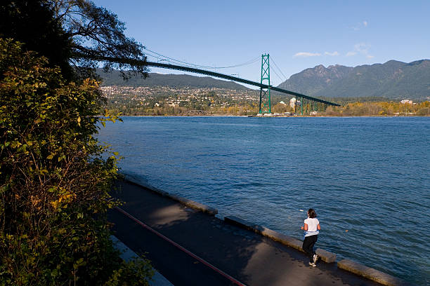 ponte lions gate - vancouver suspension bridge bridge people - fotografias e filmes do acervo