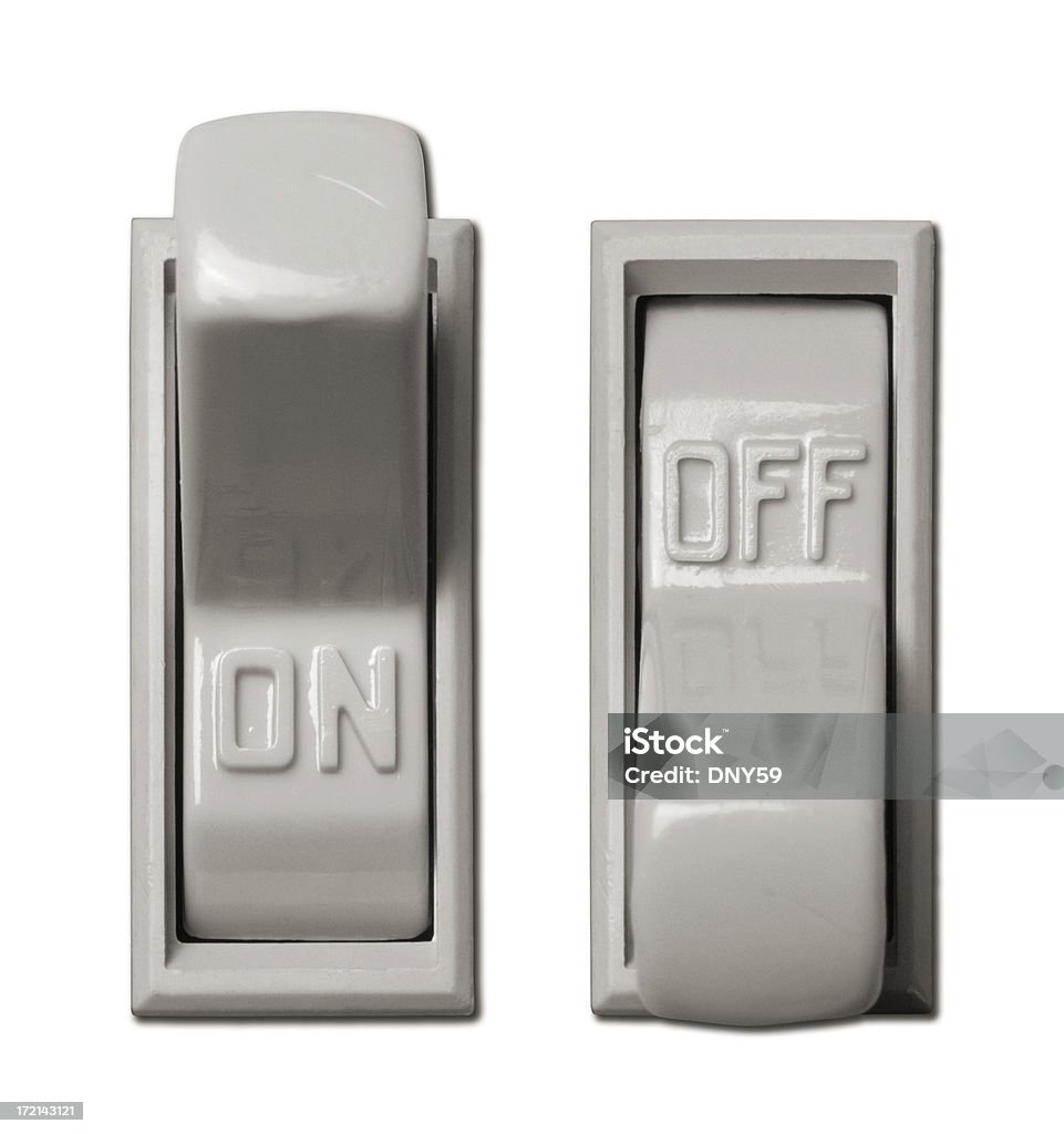 Lightswitches Lightswitches in the on and off positions Light Switch Stock Photo