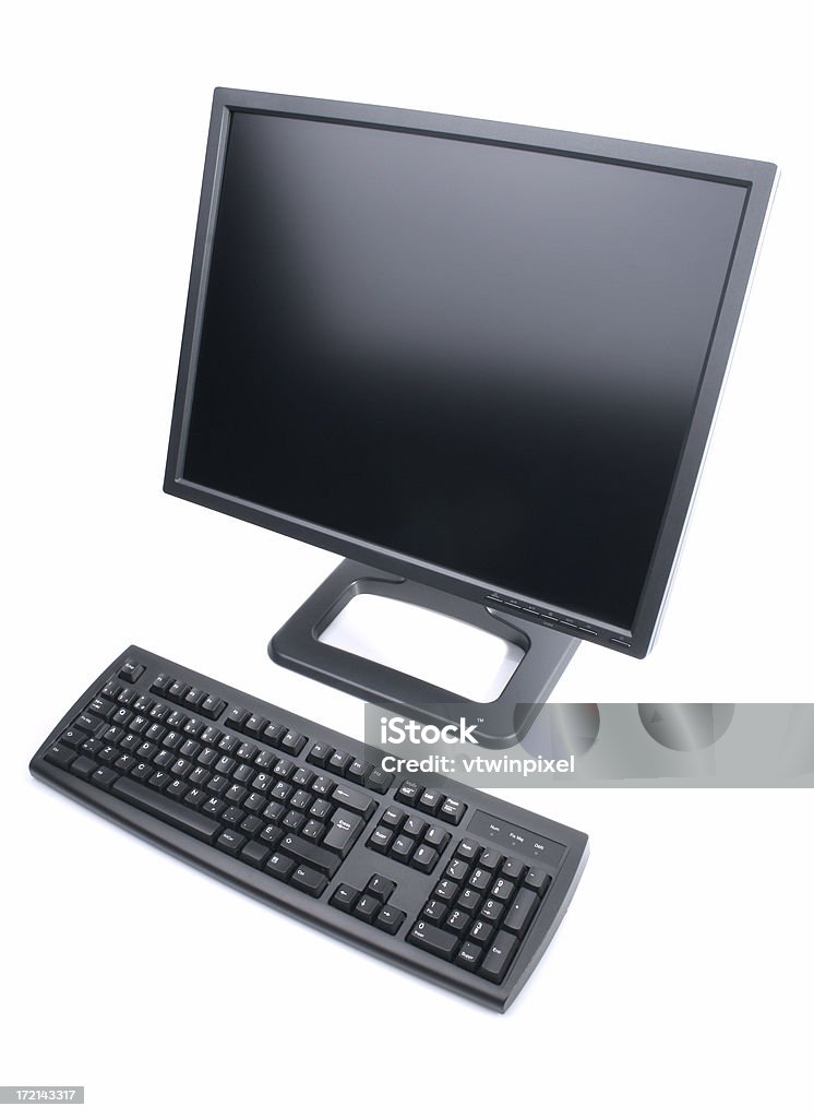 Black monitor LCD i Klawiatura komputerowa - Zbiór zdjęć royalty-free (Bez ludzi)