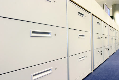Perspective shot of filing cabinets
