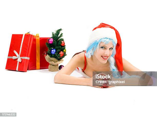 Młoda Kobieta W Sexy Santa Strój - zdjęcia stockowe i więcej obrazów 20-29 lat - 20-29 lat, Białe tło, Boże Narodzenie