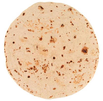 A flour tortilla with clipping path included.