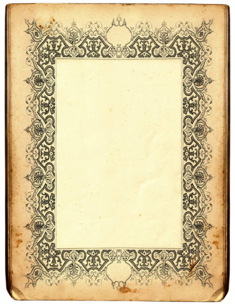 앤틱형 프페임 - scroll old parchment photograph stock illustrations