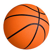 Standard basketball on white surface
