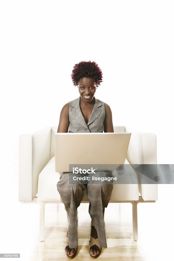 Mulher a trabalhar no computador - Royalty-free Fundo Branco Foto de stock