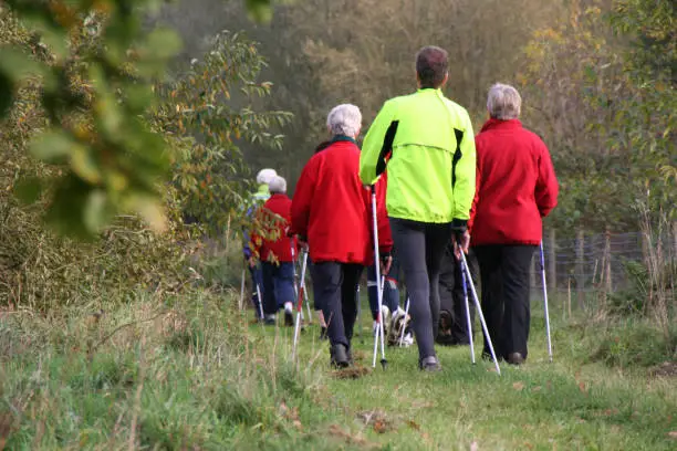 "Nordic walking by seniors with their companion, please see also my other images of walking and nordic walking:"