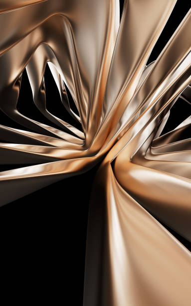 istock Metallic golden curve geometry background, 3d rendering. 1721487356