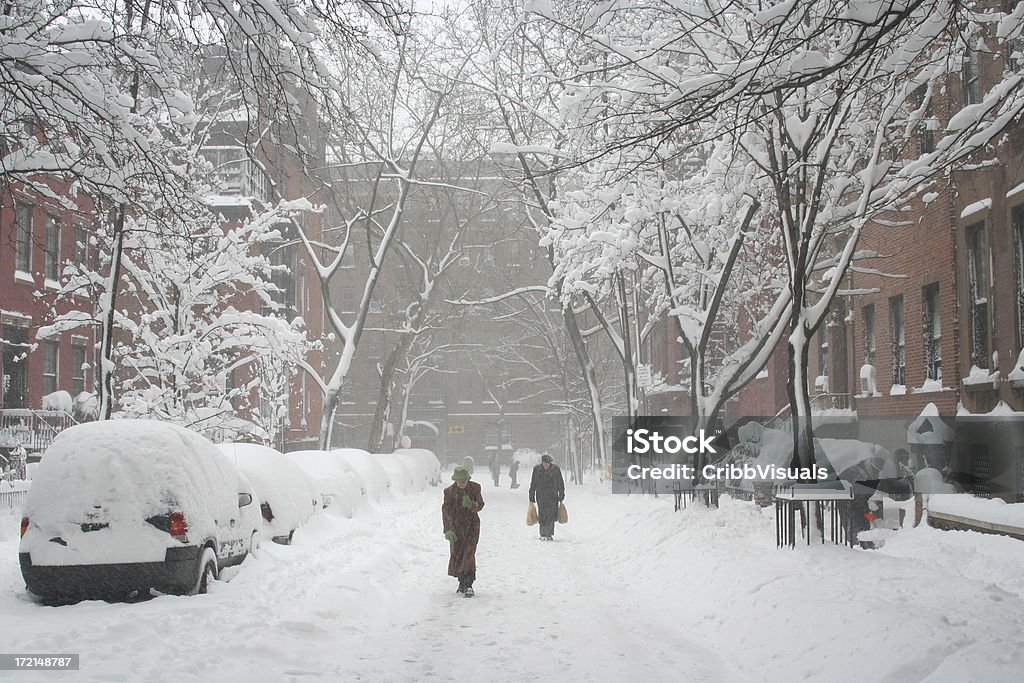 Brooklyn New York City Snow Storm Street Snow storm in the city. Street Stock Photo