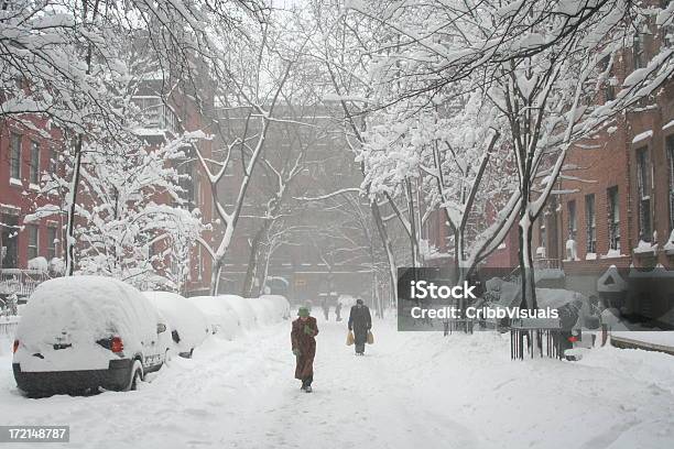 Brooklyn New York City Snow Storm Street Stock Photo - Download Image Now - Street, Blizzard, Brooklyn - New York