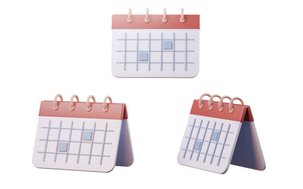 istock Cartoon style calendar, 3d rendering. 1721487899