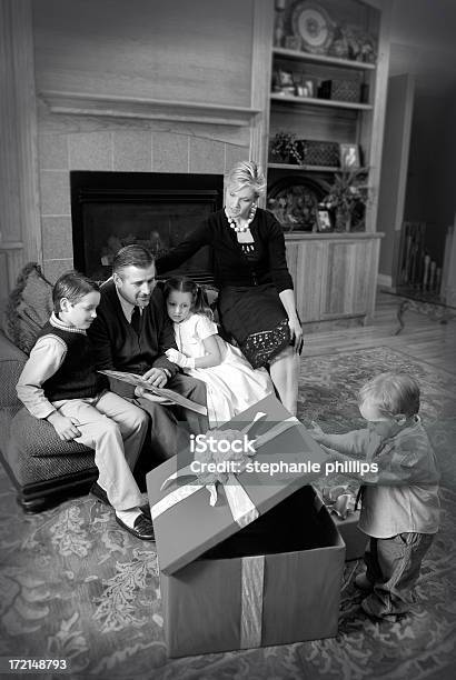 Family Of Five Dressed In Retro Clothing During Holiday Stock Photo - Download Image Now
