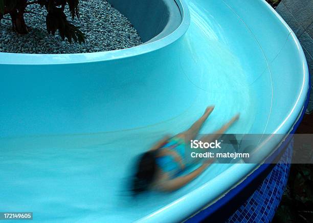 Water Slide Stock Photo - Download Image Now - Rear View, Water Slide, Child