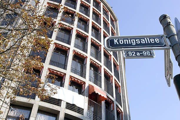 Konigsalle "Famous street in Dusseldorf, Germany know for its upscale shopping district." street name sign stock pictures, royalty-free photos & images