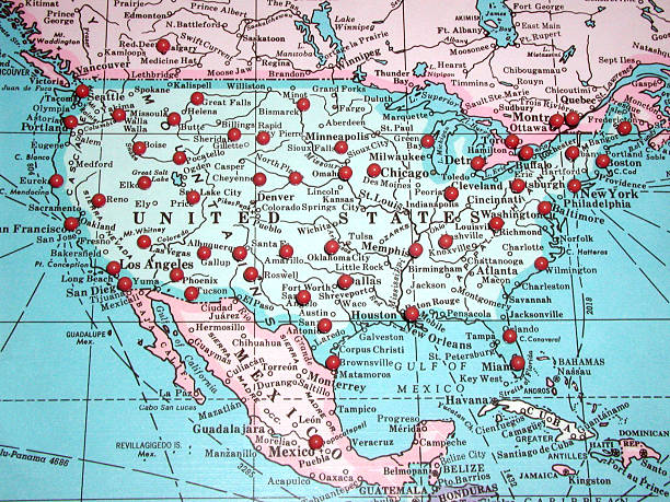 United States map with pins