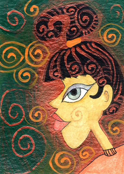 Ponytail Girl vector art illustration