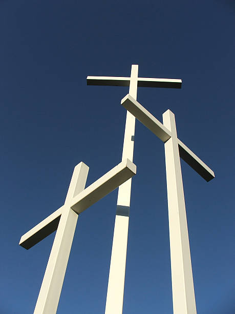 crosses on a blue day stock photo