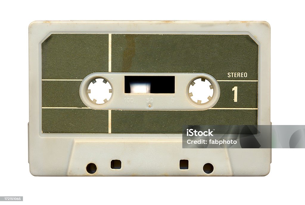 Audio cassette Aged audio cassette isolated with clipping path Aging Process Stock Photo