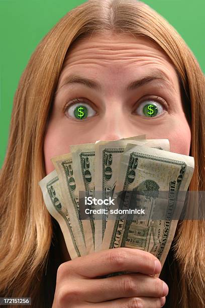 Chica Codiciosos Foto de stock y más banco de imágenes de Símbolo del dólar - Símbolo del dólar, Verde - Color, Actividades bancarias