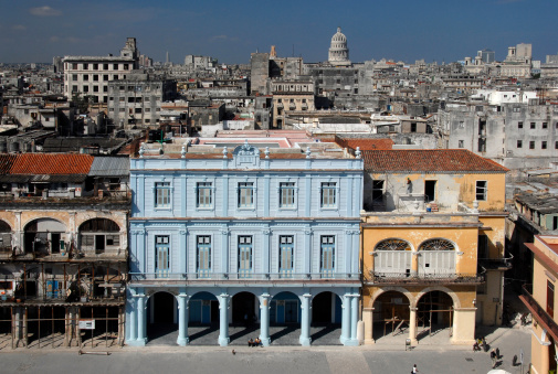 Old colonial facade in Havana Cuba
