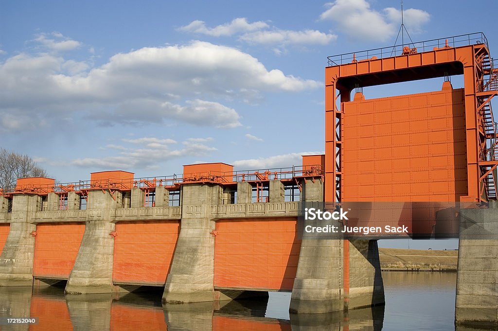 Colorful water gate A colorful water gate against the blue sky. Japan Stock Photo