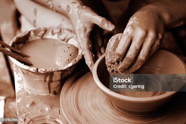 Hands Creating A Pottery Bowl On A Wheel Stock Photo - Download Image Now - Art, Art And Craft, Artist