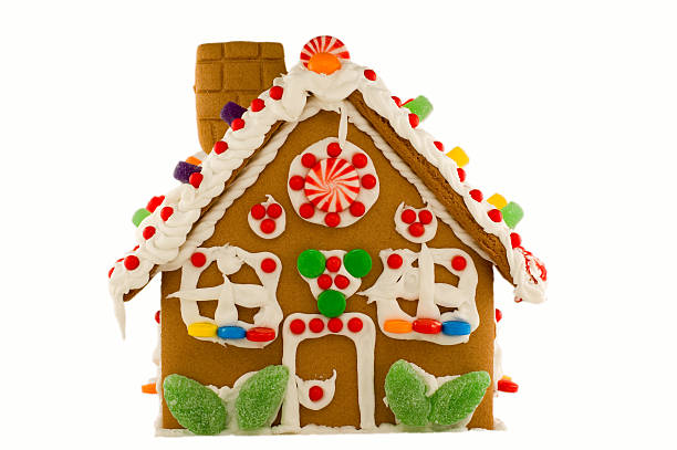 christmas gingerbread house - isolated - pepparkakshus bildbanksfoton och bilder