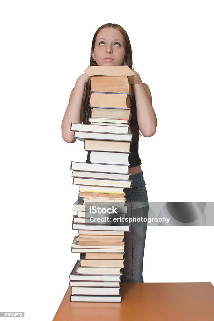 Estudante atrás de livros - Foto de stock de Adolescente royalty-free