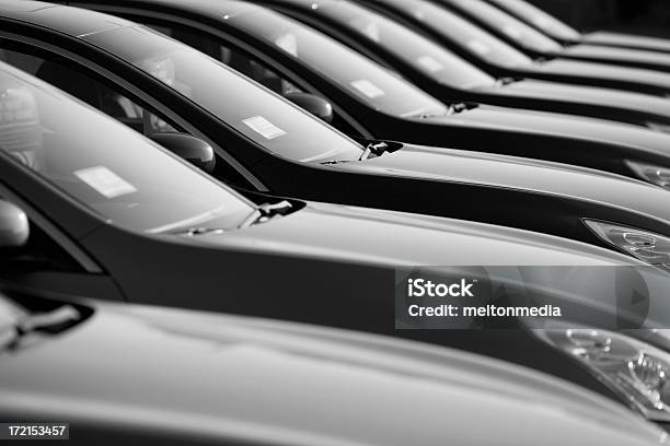 Row Of New Cars At A Dealership Stock Photo - Download Image Now - Car, Car Dealership, Parking Lot