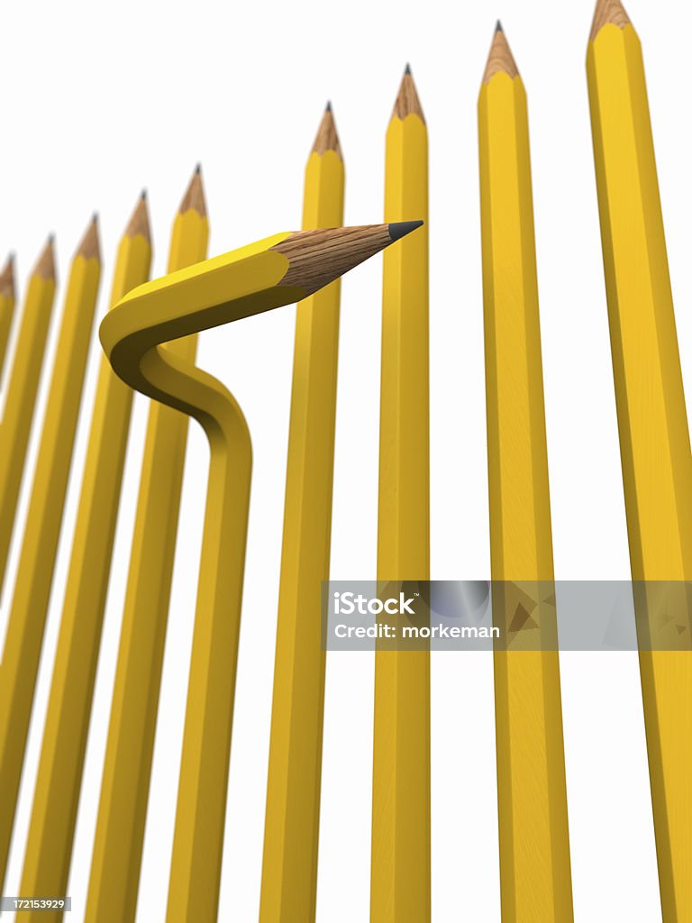 creative thinking and being different One pencil sticking out of the crowd. Abstract Stock Photo