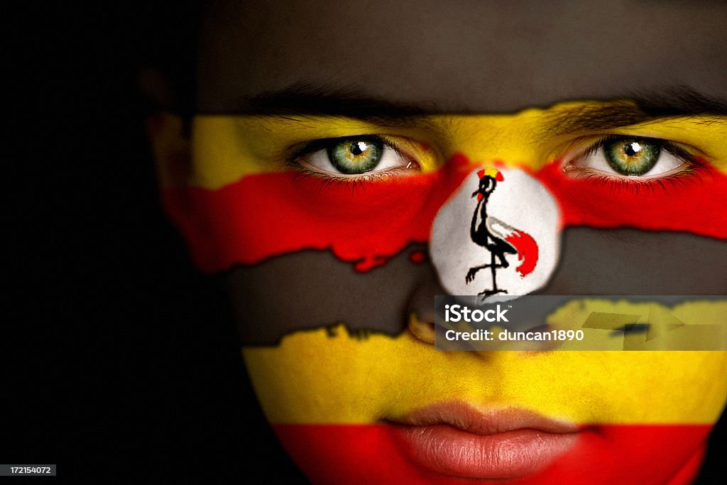 Ugandés niño - Foto de stock de Bandera de Uganda libre de derechos