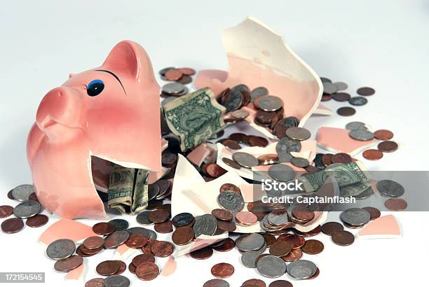 Piggy Bank Stock Photo - Download Image Now - Piggy Bank, Broken, Coin