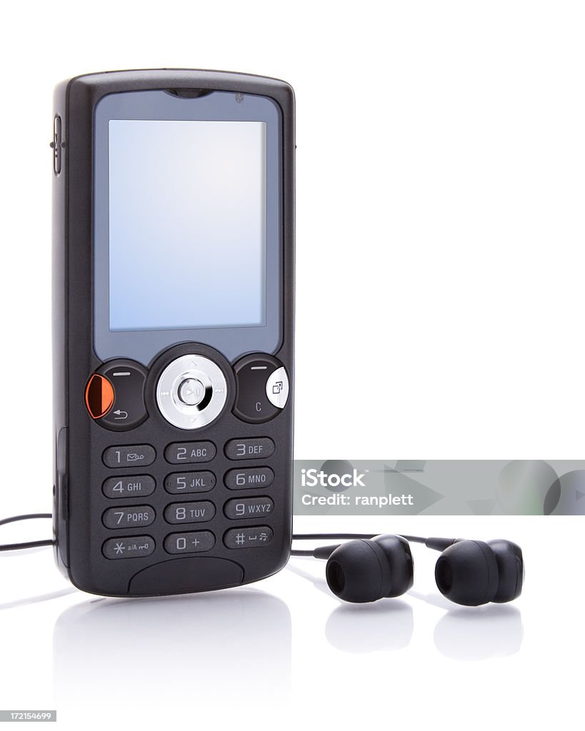 Isolé connexion MP3, deux téléphones (avec des contours de détourage - Photo de Baladeur MP3 libre de droits