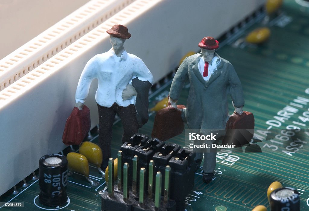 Little People - "Tech Workers"  Circuit Board Stock Photo