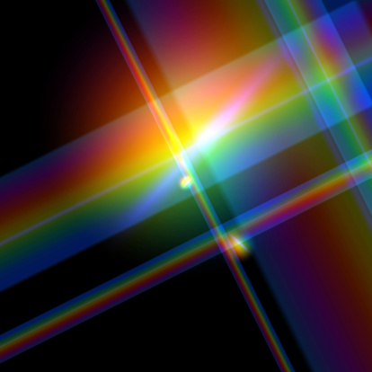 Rendered raster illustration of the diffraction of light, suitable for use as a background or in it's own right.