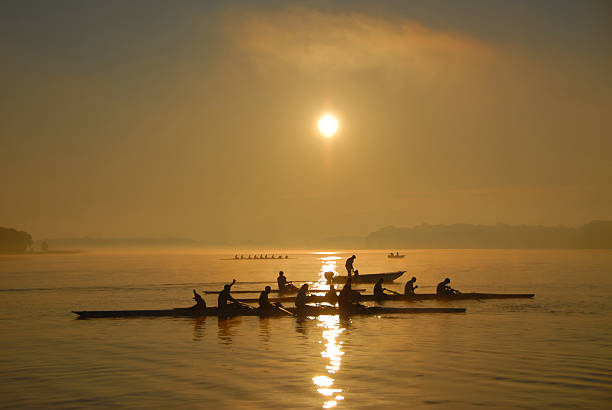 Crew Practice at dawn stock photo