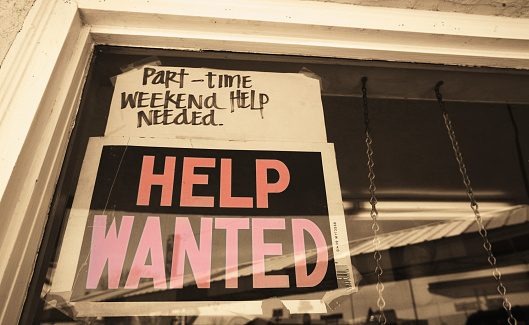 help wanted sign in cafe window