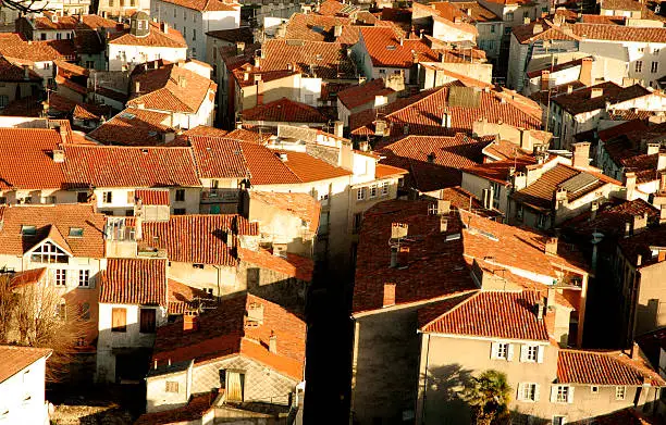 "Small village roofs (Foix, France)."