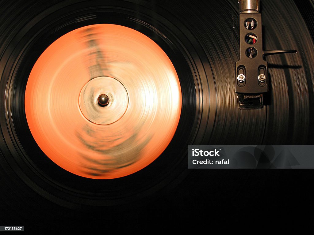 Vinyl Rekord spinning top view - Lizenzfrei Fotografie Stock-Foto