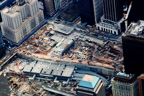 ground zero vue aérienne - world trade center september 11 new york city manhattan photos et images de collection