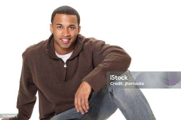 Foto de Casual Bonito Homem Afroamericano e mais fotos de stock de Adulto - Adulto, Fundo Branco, Jeans - Calça Comprida