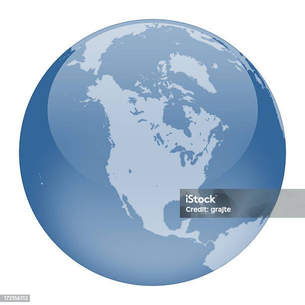 Mundo Globoenfoque De América Del Norte Foto de stock y más banco de imágenes de Azul - Azul, Canadá, Cartografía