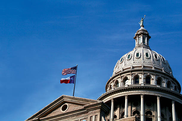 텍샤스 카피톨 - texas state flag texas dome austin texas 뉴스 사진 이미지