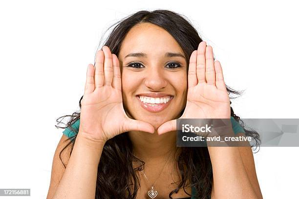 Isolated Portraitsbeautiful Hispanic Girl Framing Face Stock Photo - Download Image Now