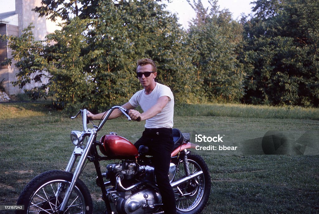 Fifties Motorrad Guy-Bikerjacke - Lizenzfrei 1970-1979 Stock-Foto