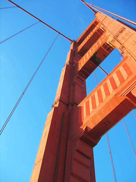 golden gate bridge: südturm - san francisco county suspension bridge cityscape marin tower stock-fotos und bilder