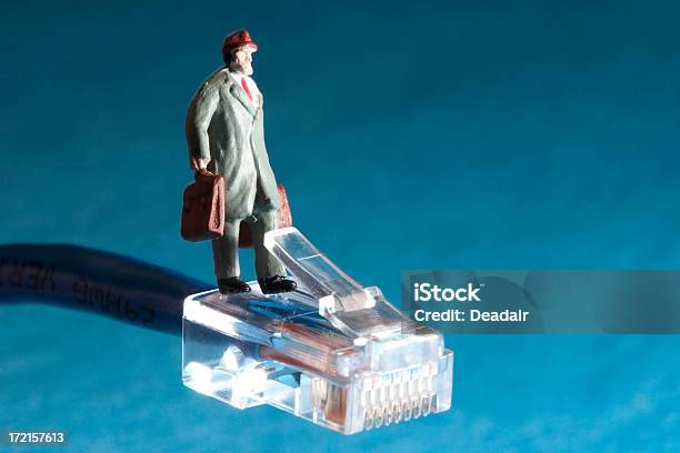 Little People On The Network Stock Photo - Download Image Now - Doll, Adult, Blue-collar Worker