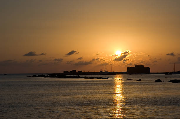 Paphos Harbour Sunset stock photo