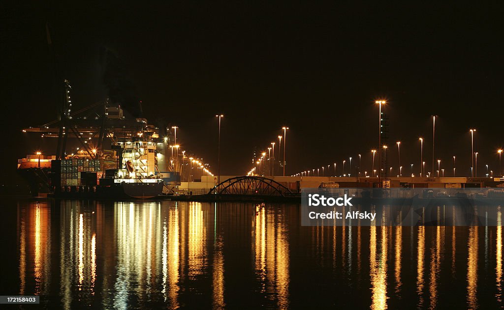 Container port - Photo de Nuit libre de droits